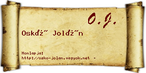 Oskó Jolán névjegykártya